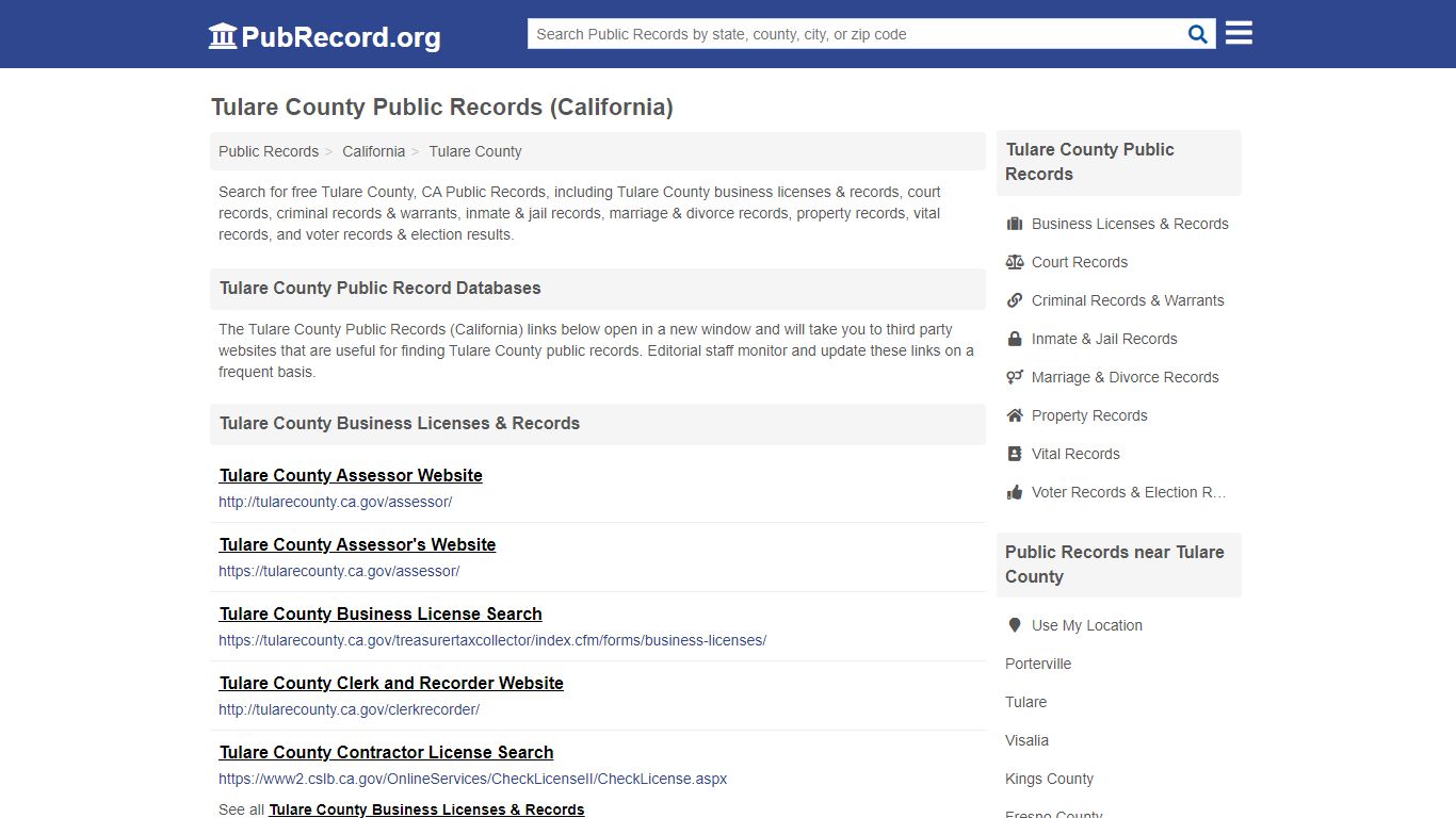 Free Tulare County Public Records (California Public Records)