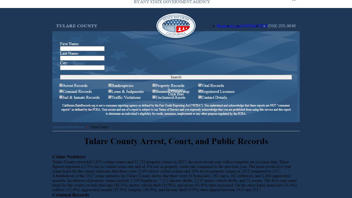 Tulare County Arrest, Court, and Public Records